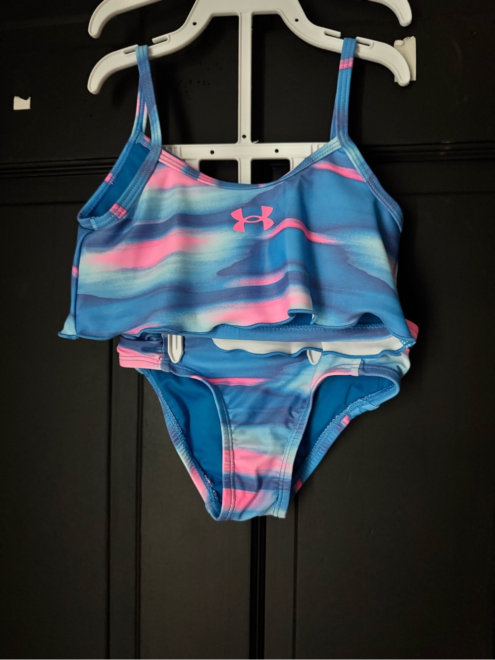 Under Armour Girls Blue & Pink Wave Tankini Two-Piece Swim Set